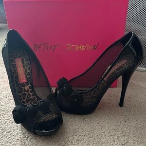 Betsey Johnson Black Peep Toe Heels